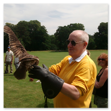 Stephen with owl, Thorsby Park