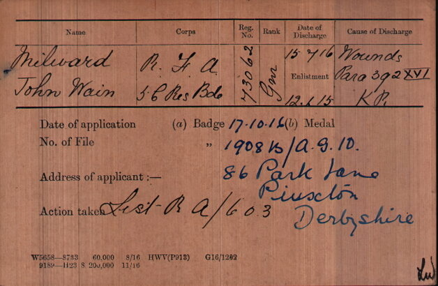 John Wain Milward's Discharge